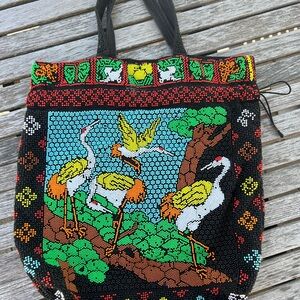 Colorful Beaded crane Tote Bag